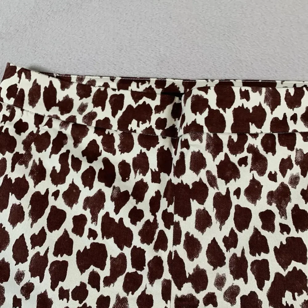J.CREW Slim Bermuda‎ Shorts Womens 8 Brown Tan Giraffe Stretch Side Zipper NEW - Picture 2 of 15